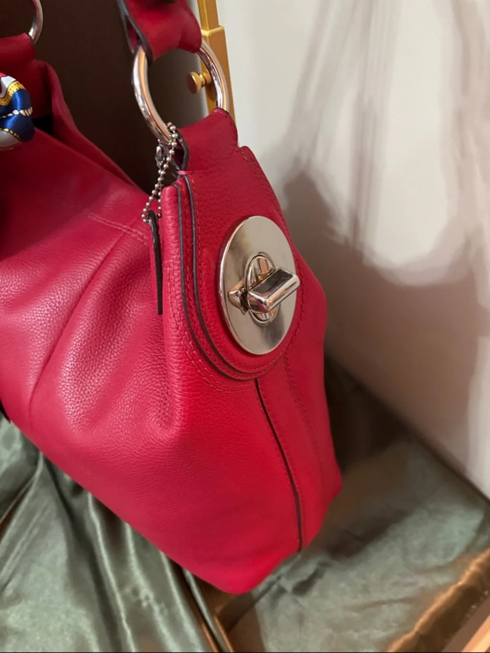 Coach Penelope Hobo Shoulder bag red pebbled leather August 2011 F16535 - Picture 4 of 15